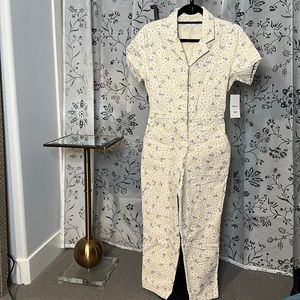 NWT RVCA Floral Denim Jumpsuit Size S